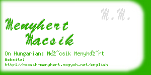 menyhert macsik business card